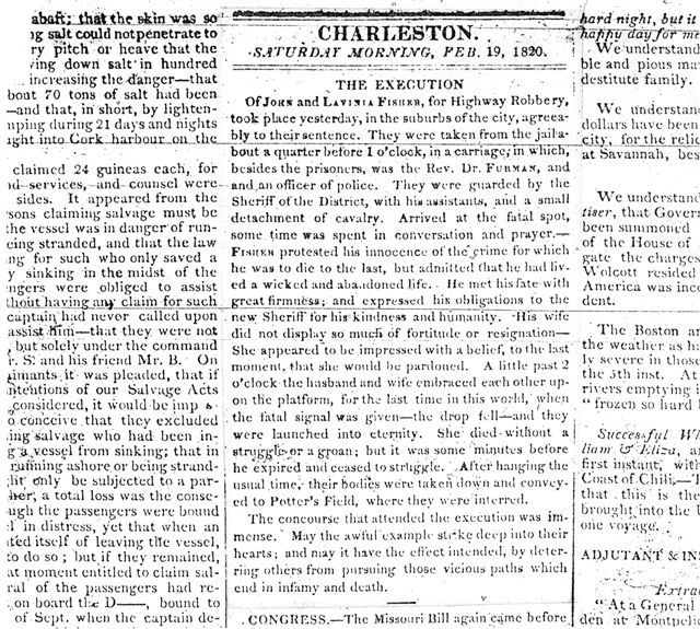 Lavinia and John Fisher execution notice